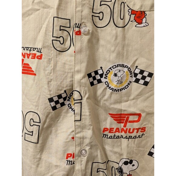 Peanuts Snoopy Motorsport Champion Shirt L 50th Anniversary Racing Button Up - Picture 9 of 13
